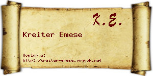 Kreiter Emese névjegykártya